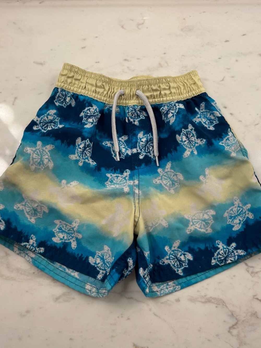 Floatimini Boys Sea Turtle Swim Trunks Size 4T Blue Yellow
